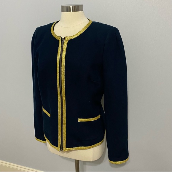 Banana Republic Blazer with Gold Trim Size 12 Blue - Picture 10 of 10